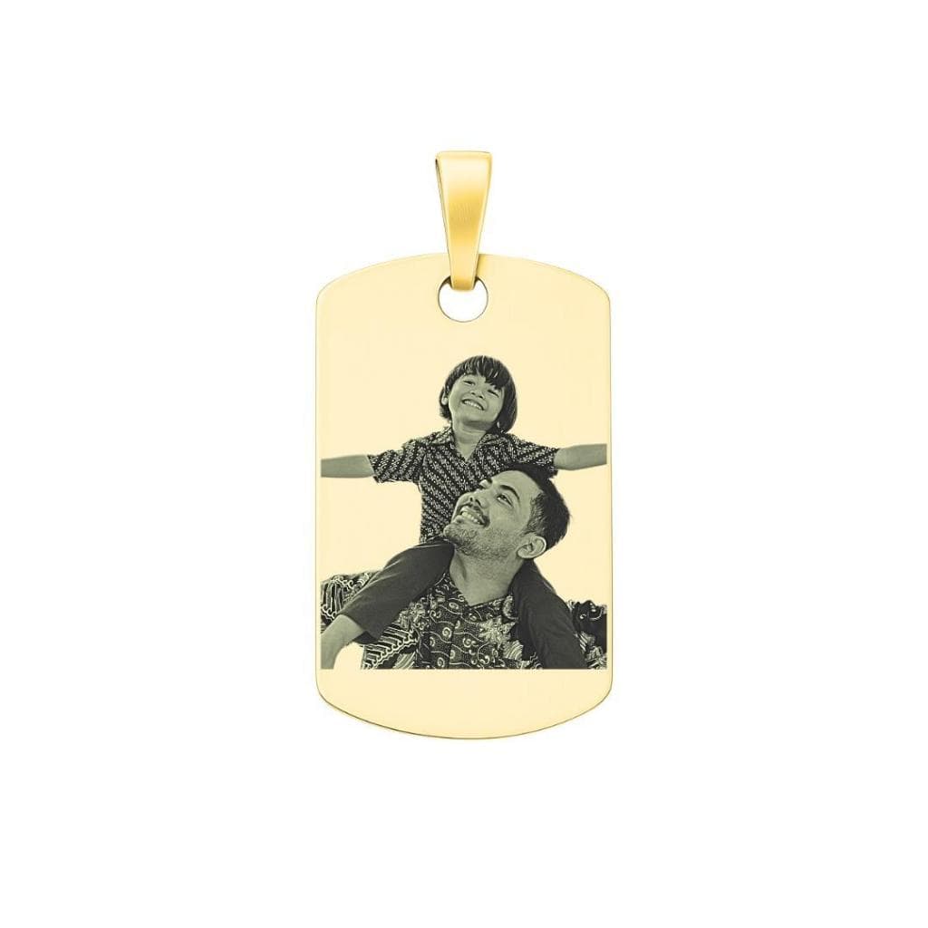 Colar com Pingente Masculino Personalizado Placa Foto Gravação Delicado Banhado em Ouro 18k
