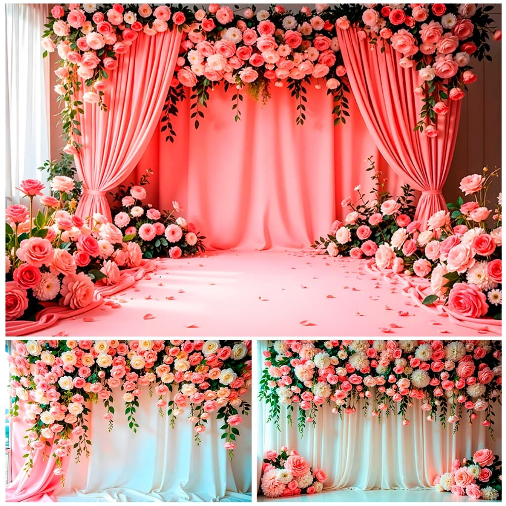 Painel Retangular Gigante Festa Casamento Floral 3d Tecido Sublimado 3,0x2,0m
