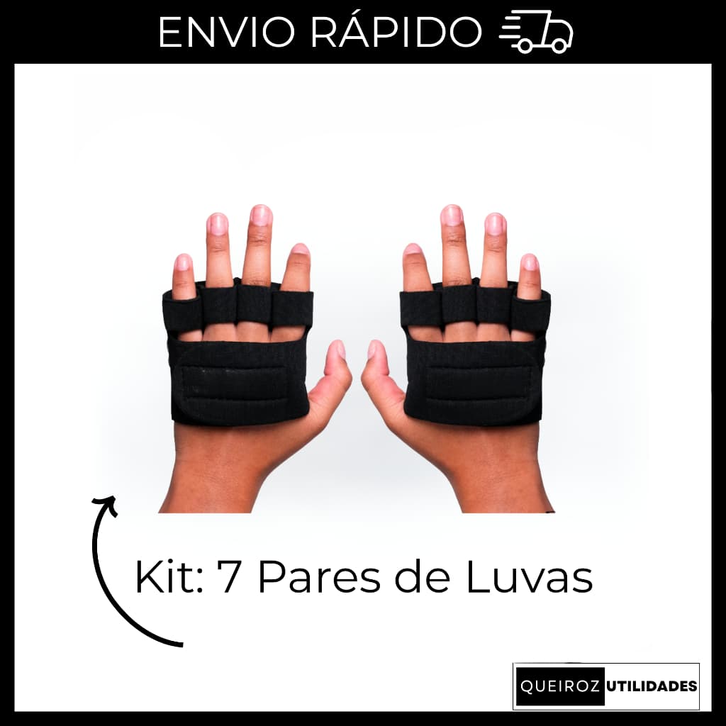 Kit - Luvas Caleira De Academia Para Musculação - 7 Pares De Luvas Treino Crossfit Fitness Bike Dedeira