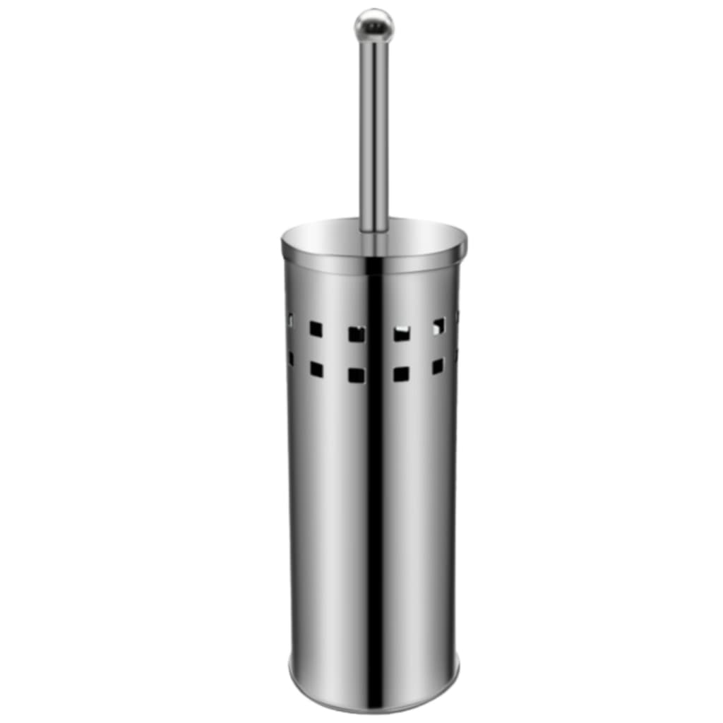 Escova Sanitária Inox com Suporte Antiderrapante Tampa Premium Limpeza higiênica Vaso Banheiro Resistentee Anticorrosiva