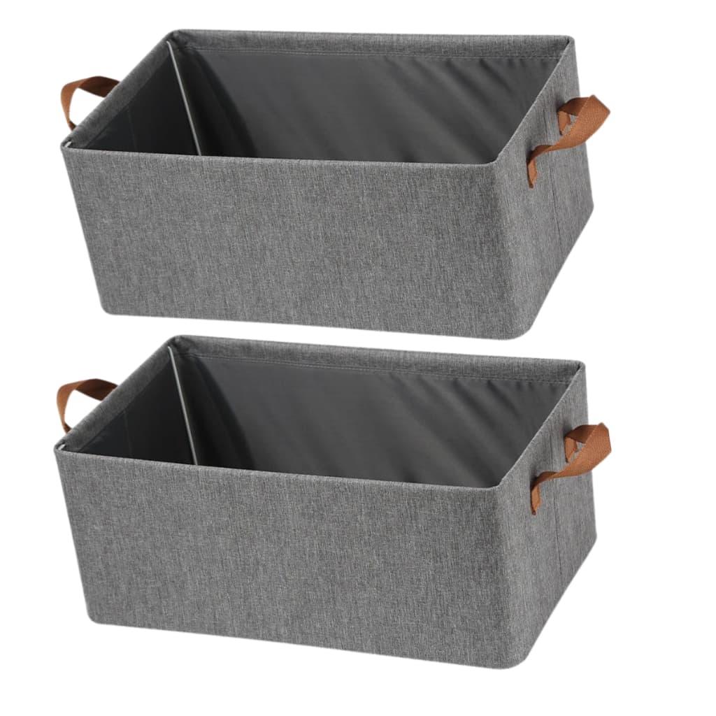 Kit 2 Caixas Organizadoras Dobráveis Oxford 47x27x19cm Cinza com Alça Multiuso Guarda-Roupa Closet Lavanderia quarto res