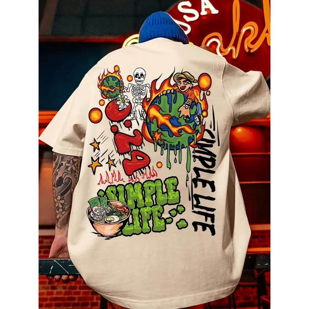 Camiseta Masculina Algodão Premium Adulto Plus Size Infantil Simple Life Streetwear Over Moda