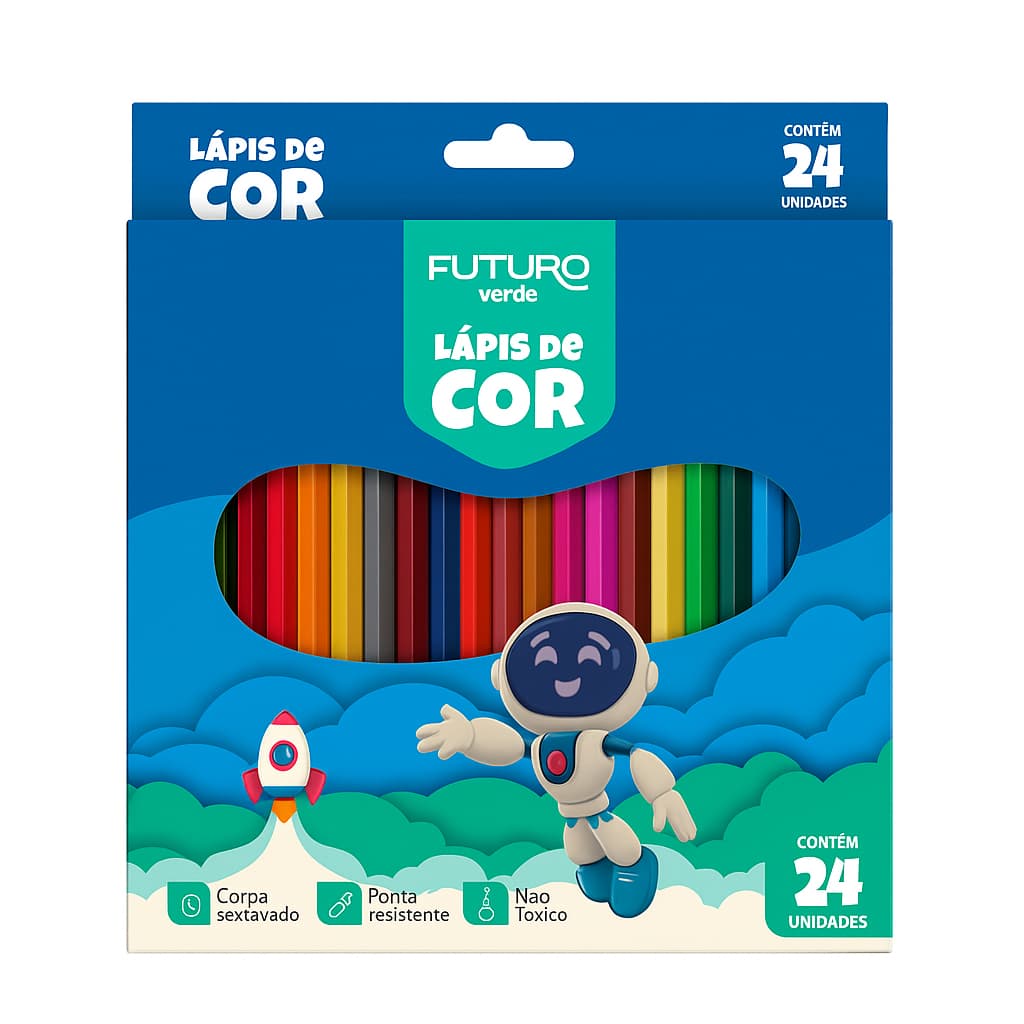 Lapis de Cor 24 Cores Eco Sextavado Futuro