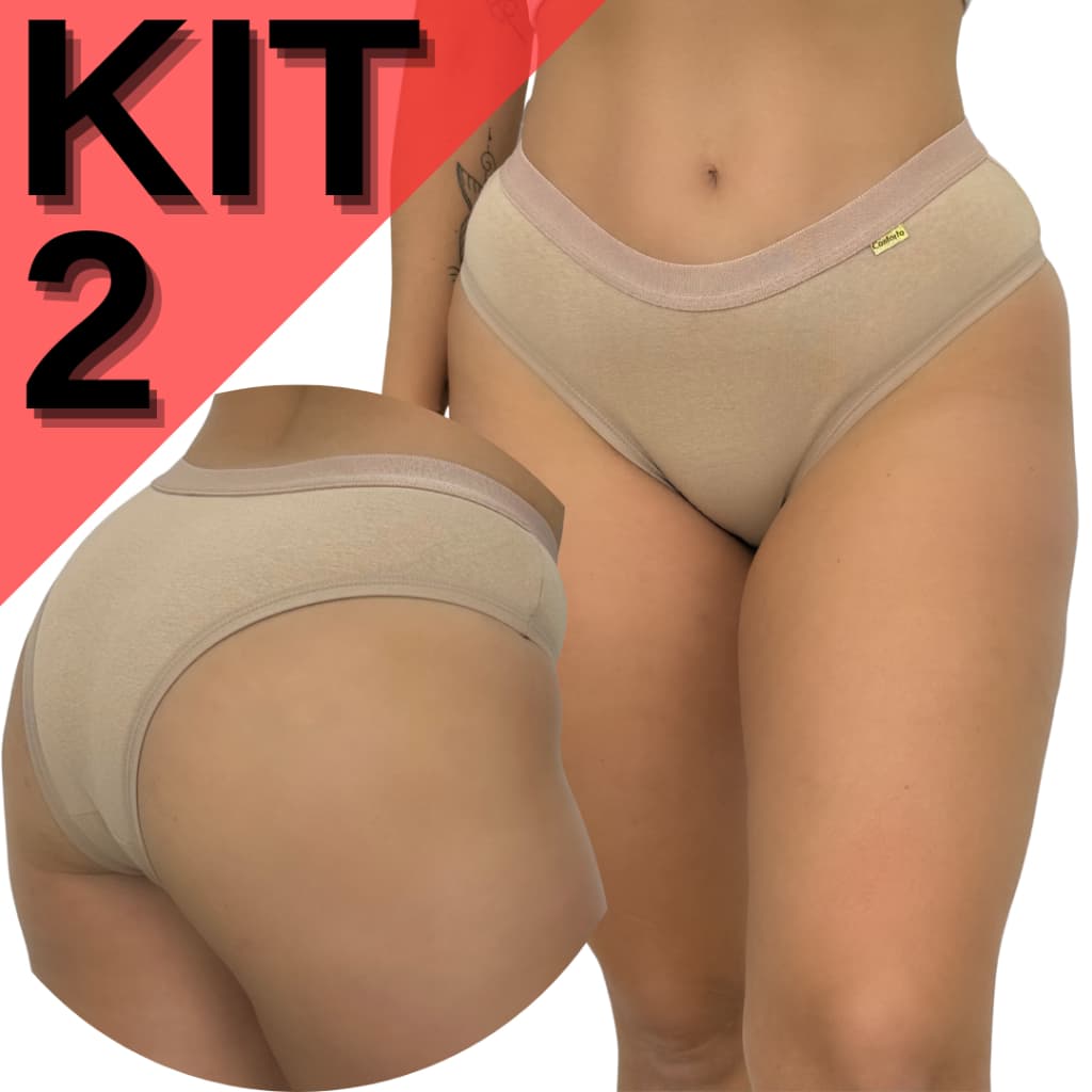 KIT 2 Calcinha Antialérgica 100% Algodão Tanga Conforto Feminina Reforçada