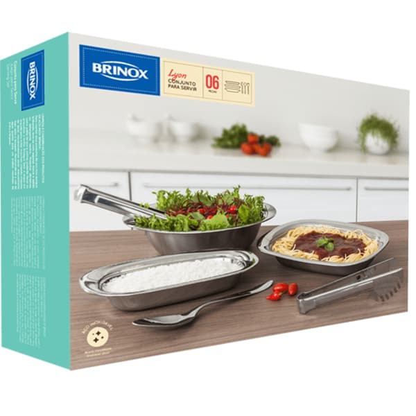 CONJUNTO PARA SERVIR 6 PECAS LYON BRINOX