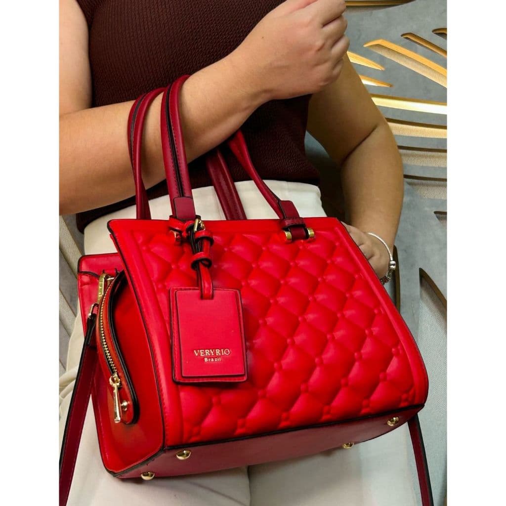 Bolsa Feminina Veryrio acolchoada design moderno casual trabalho alça de mão e transversal