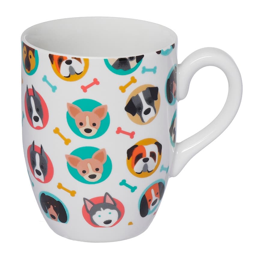 Caneca De Porcelana Chá  Café Dogs 350ml Hauskraft - Cor Branco