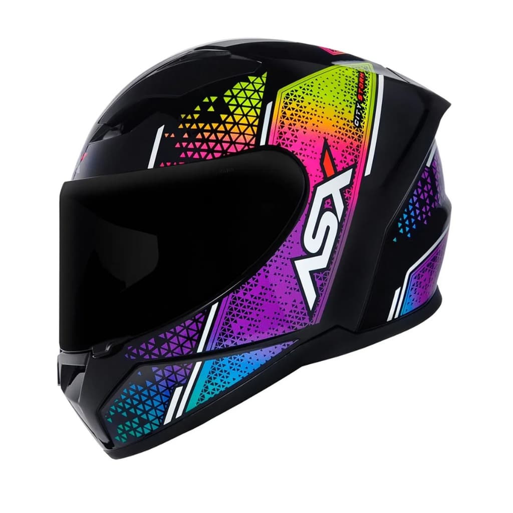 Capacete Asx City Storm Preto Brilho Color Colorido Fechado Integral Novo Leve