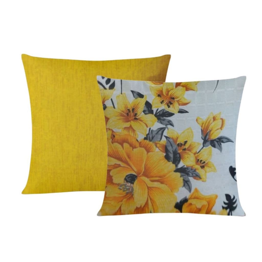 Kit Com 2 Almofadas Cheias Lisa e Estampada 45x45cm Decorativas