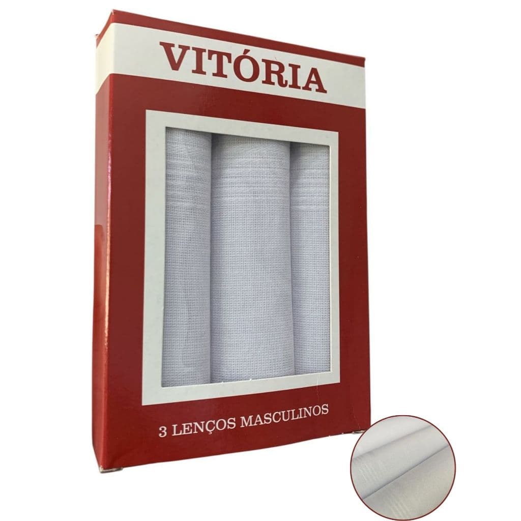 Lenço De Bolso Masculino Vitória Caixa Com 3 unidades Várias Cores Algodão