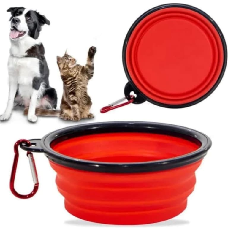 Kit de Comedouro para cães e gatos Pote Retrátil Bebedouro Portátil Pet 2 Unidades 300ml