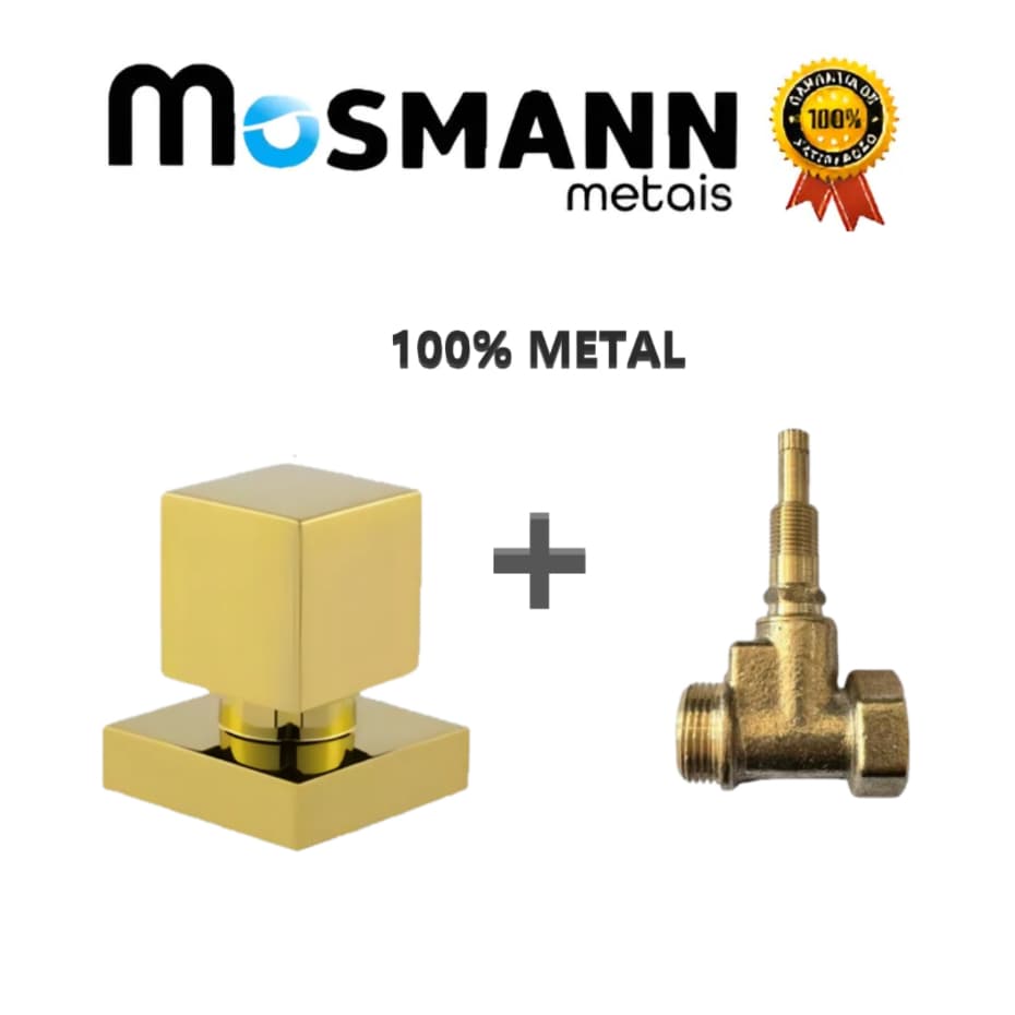 Registro Para Chuveiro Completo 3/4 Metal Com Acabamento Dourado Cano 25 mm Luxo Pressão.