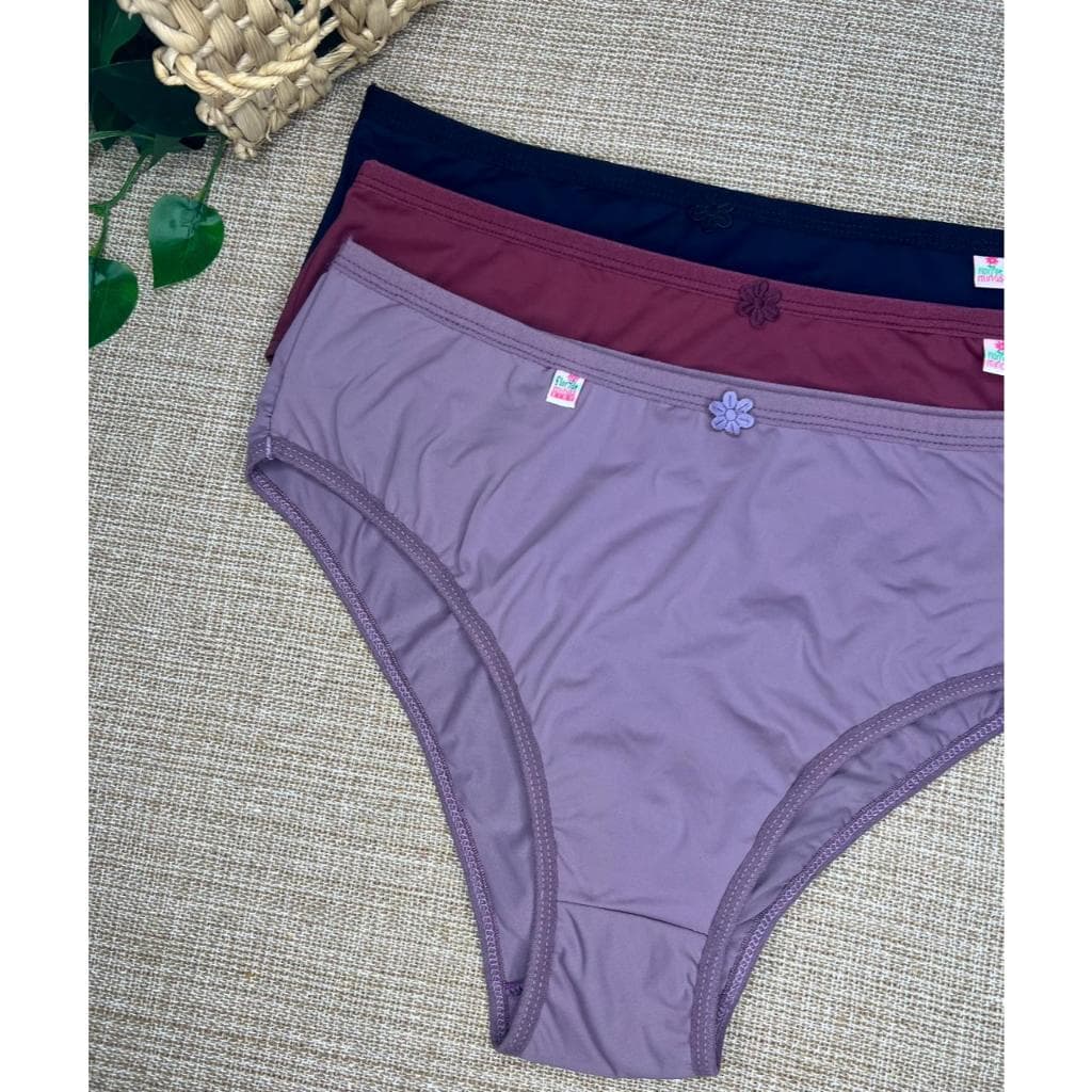 Kit 6 Peças Calcinha Tangão Calçola Feminina Plus Size Cós Alto em Poliamida Cores Lisas