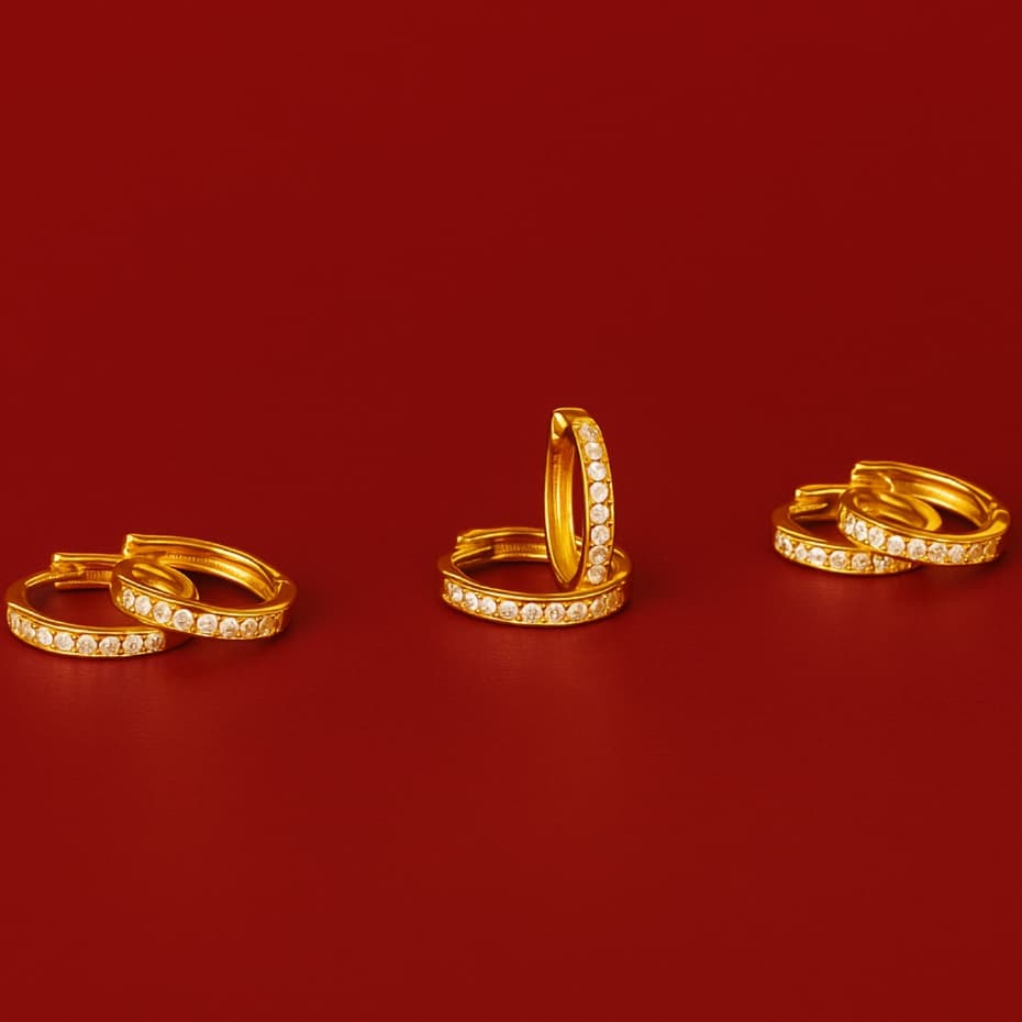Kit 3 Furos Brincos de Argola Feminino Trio Cravejado 1 Fileira Zircônia Banho Ouro 18k ou Prata
