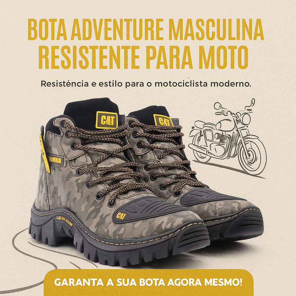 Bota Masculina Motociclista – Solado Costurado – Pronta Entrega