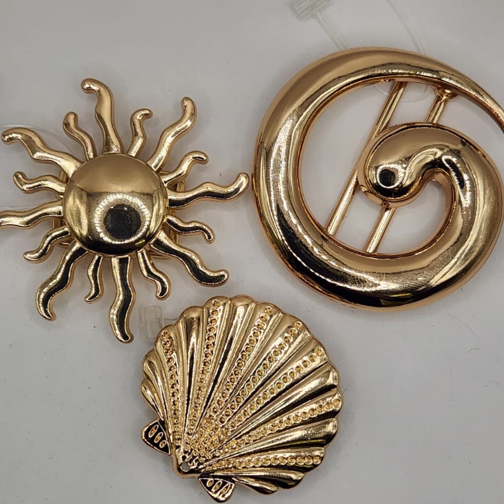 FIVELAS PASSANTES ORAGANICA MAR SOL CONCHA METAL PARA CINTO ROUPA BIQUINI MODA GERAL