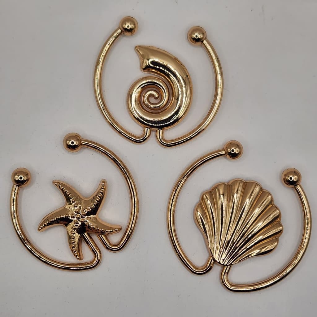 FIVELAS PASSANTES ORAGANICA DECOTE MAR CONCHA ESTRELA METAL PARA CINTO ROUPA BIQUINI MODA GERAL