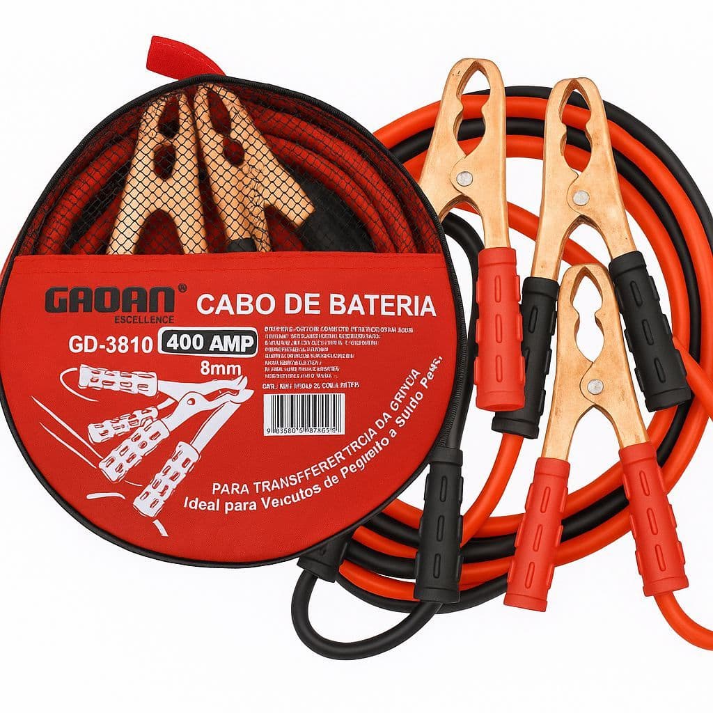 Cabo Chupeta Bateria 2,5m 400AMP Super Forte e Seguro Carro Cabo de Carga Automotivo