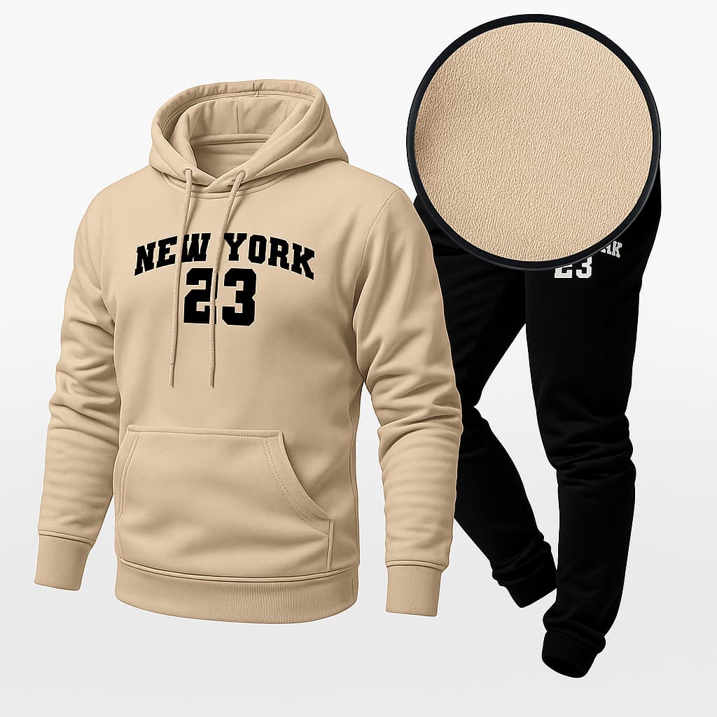 Conjunto Moletom New York 23 Unissex Inverno Blusa Canguru + Calça Jogger Streetwear