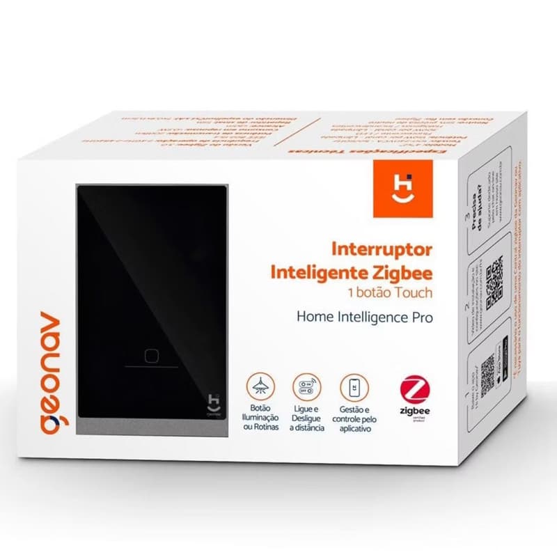 Interruptor Inteligente Zigbee Geonav 1 Botão Touch – Automação Residencial com Controle por Voz