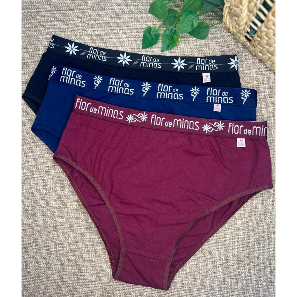 Kit 6pç Tangão Feminino Plus Size Calcinha de Cós alto Especial Cores Lisas em Cotton