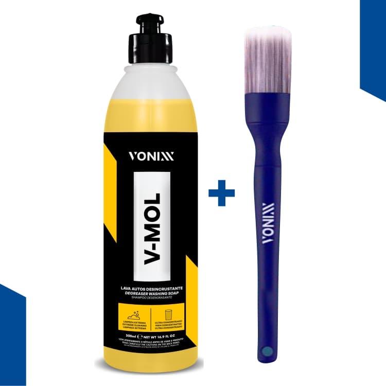 V mol 500ml Vonixx Shampoo Alto poder de Limpeza + Pincel Cerdas Macias Vonixx