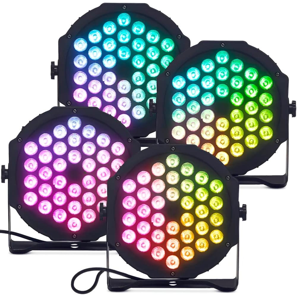 4 Canhão Refletor Led Par 64 Rgb 18 - 36 Leds Dmx Slim Strobo