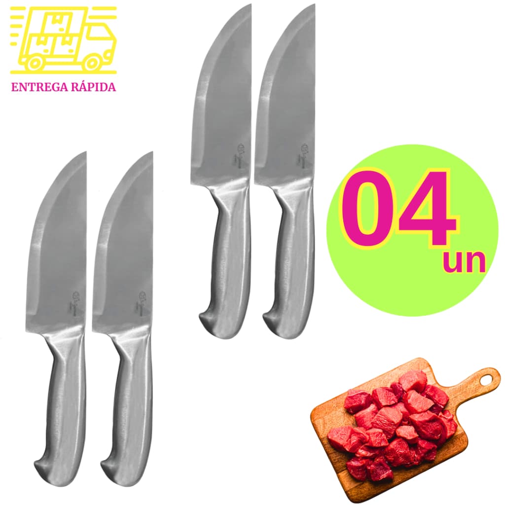 Kit Faca de Cortar Aço Inox Profissional Master Chef Cozinha Carne Churrasco Gourmet para Buffet