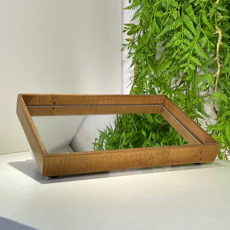 BANDEJA DE MADEIRA G RETANGULAR ESCURA - Decorativa Espelho Decoração Aconchegante Organizadora