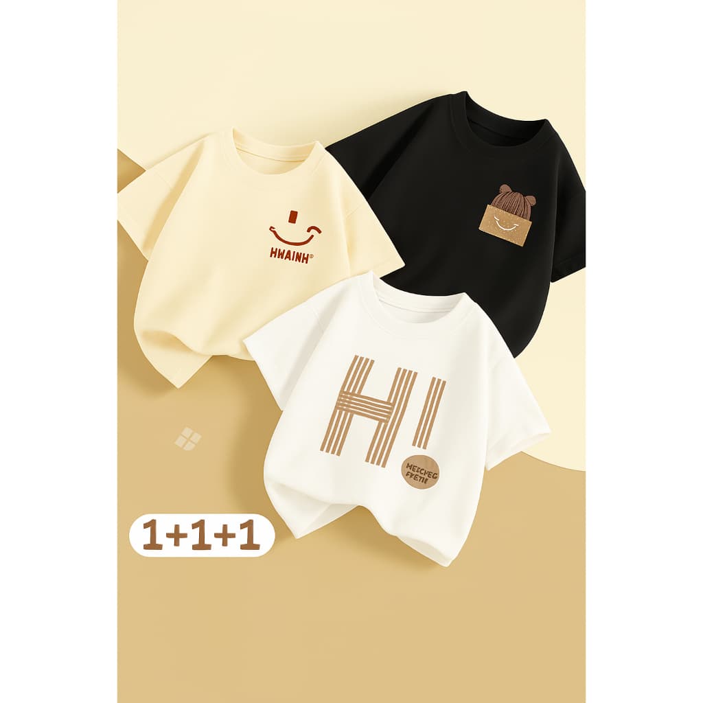 KIT 3 Camiseta Masculina Algodão PlusSize H Rosto Nwaink Bolso Gorro Streetwear Premium