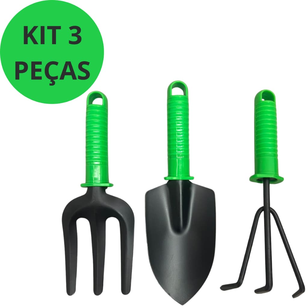 Kit Ferramentas de Jardinagem 3 Peças Garfo e Pá Profissional