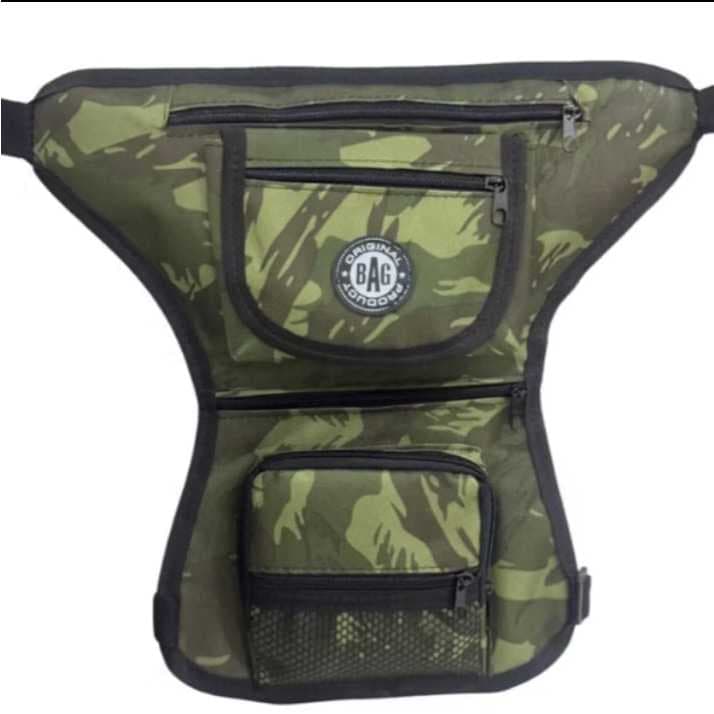 bolsão pochete cartucheira de perna motoboy camping pesca