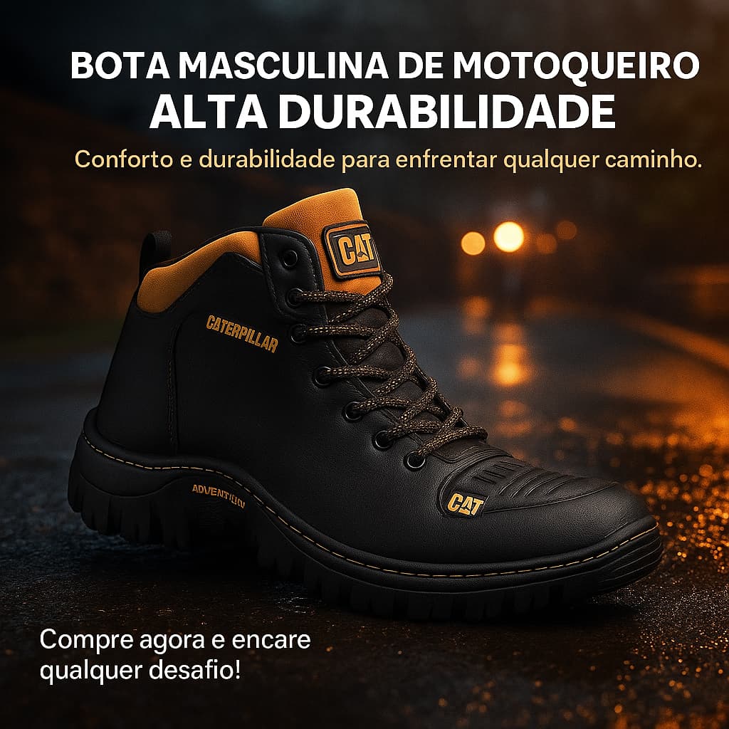 Bota Masculina Estilo Motociclista – Durável e Confortável