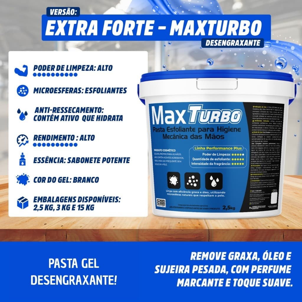 Pasta de Lavar As Mãos Gel Desengraxante Extra forte 3Kg Maxturbo