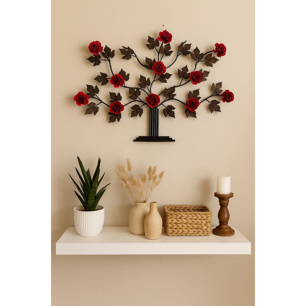 Mini Árvore Decorativa De Parede Rosas Varanda Sala Cozinha Quarto