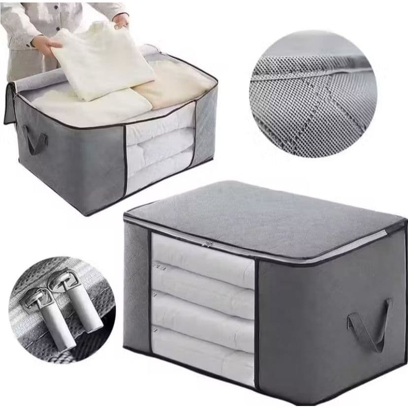 Kit Caixa Saco Organizador Grande Edredom Cobertor Casaco Anti-Poeira Umidade Multiuso