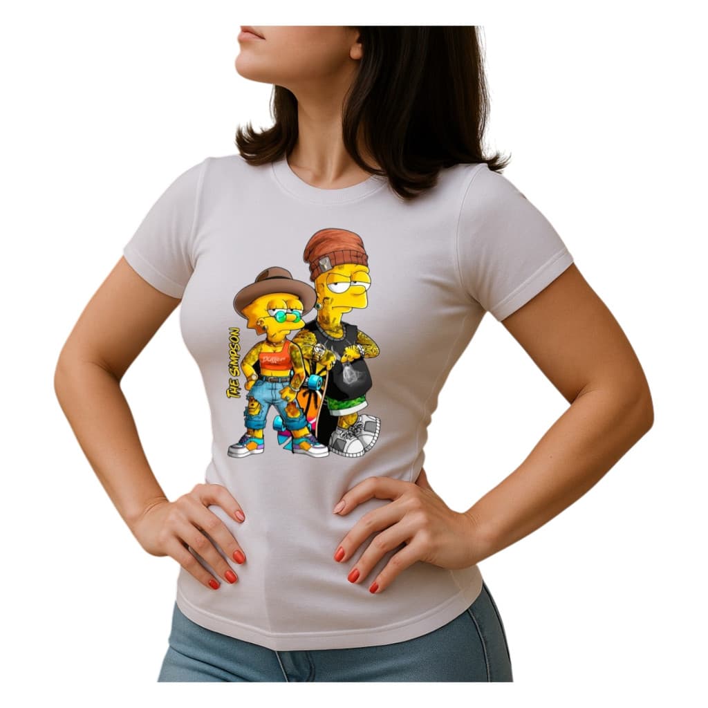 Babylook branca dos simpsons com varias estampas.