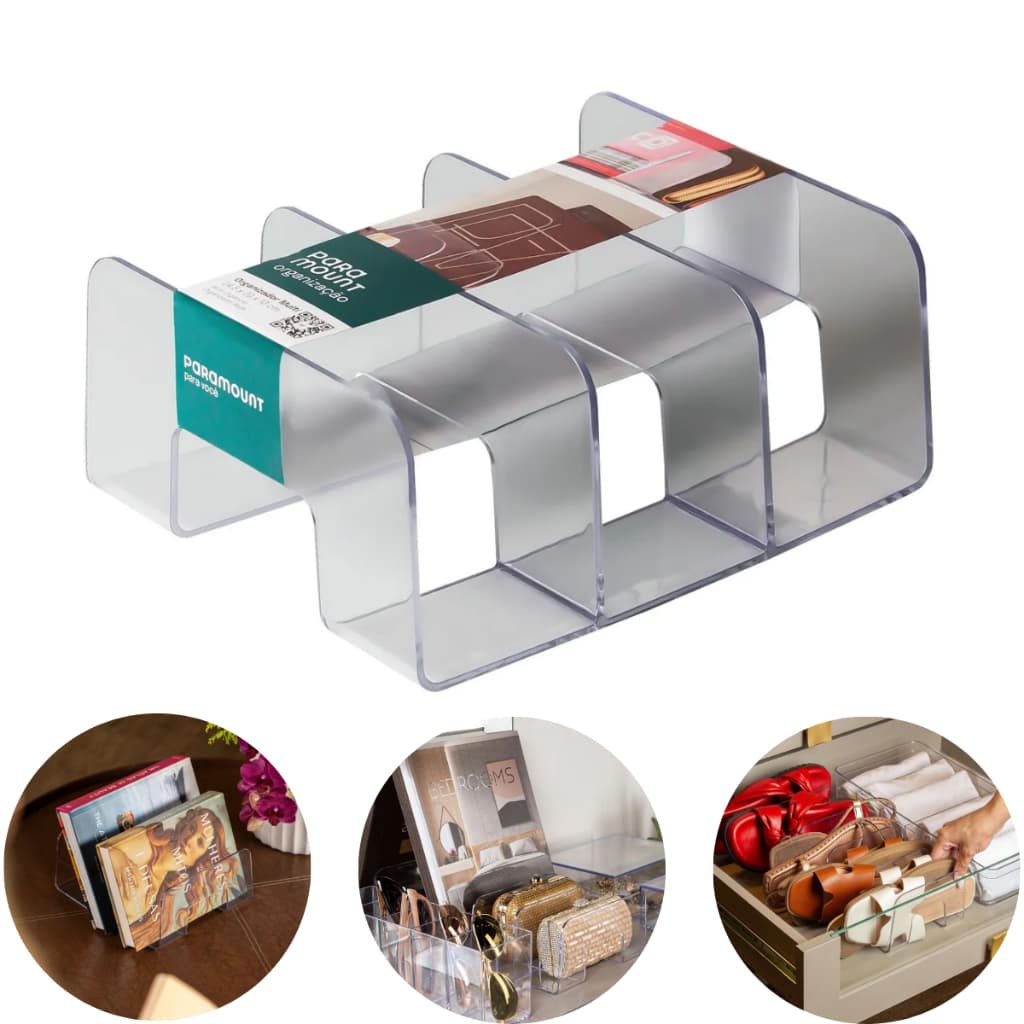 Organizador Carteira Bolsa Closet Prateleira Elegante Multiuso Expositor Loja Divisória Acrílico