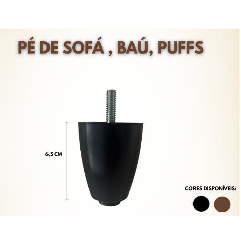 Pé de Sofá  Rack, Puffs 6 cm , Parafuso incluso. kit 12 un