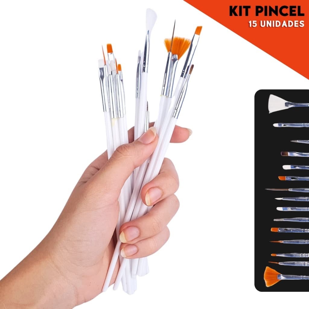 Kit Pincel Nail Art Profissional Para Unhas Artísticas Decoração Pintura Detalhada Desenhos - MN