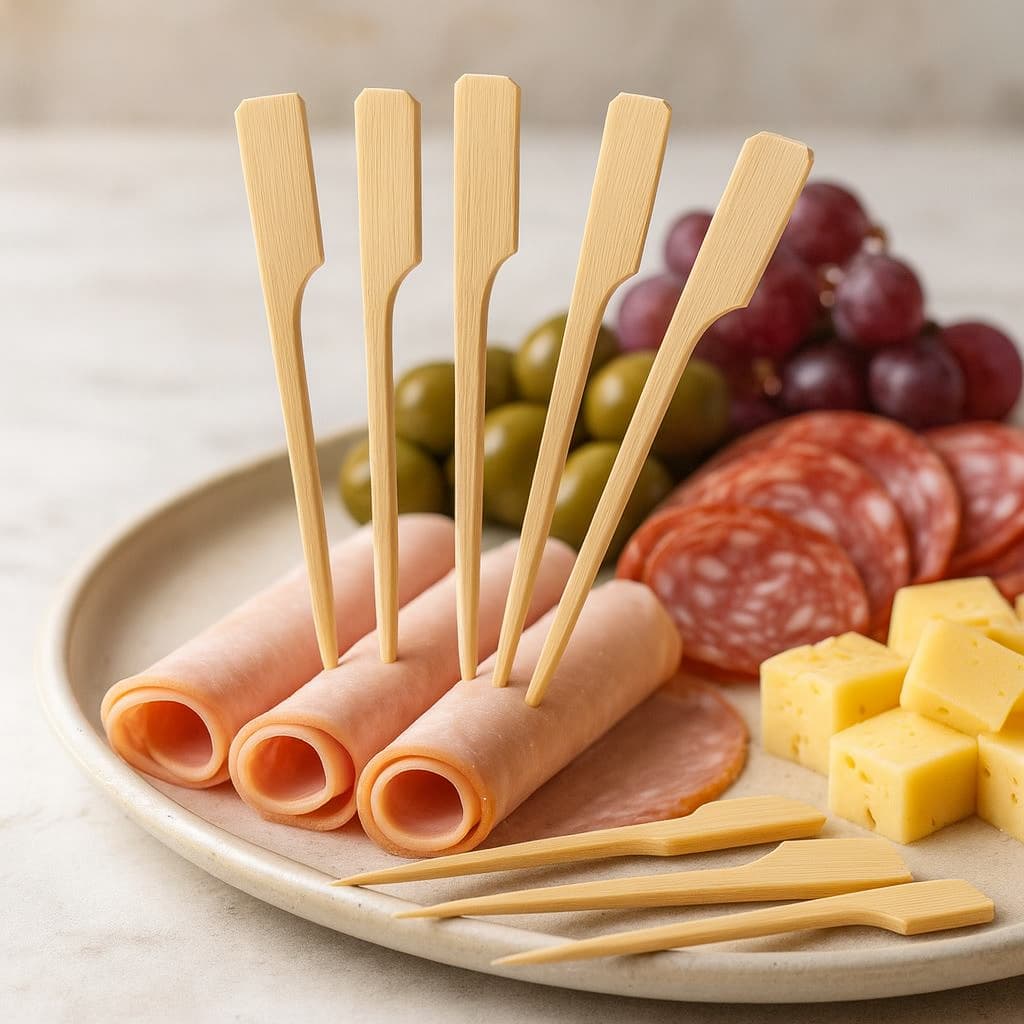 Palito Paddle de Bambu 9 cm Apresentação Profissional para Canapés Azeitonas e Doces Ecológico e Resistente
