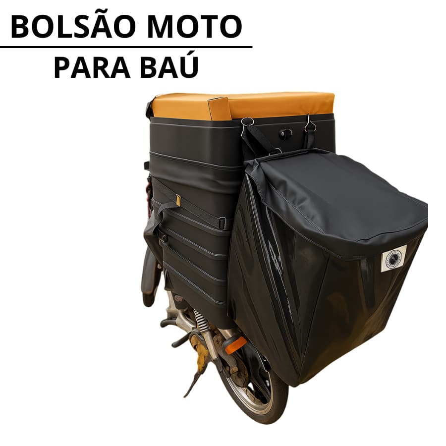 Bolsão Box Para Moto Universal Reforcado Motoboy Preto Preto