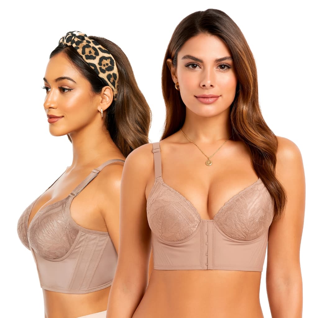 Sutiã Modelador Corset Renda 12 Barbatanas Alta Compressão Premium