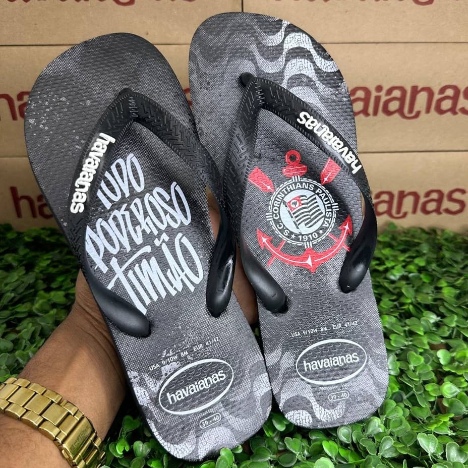 Chinelo Havaianas Top Times Corinthians Oficial Novo Modelo Dia a Dia Futebol Masculino