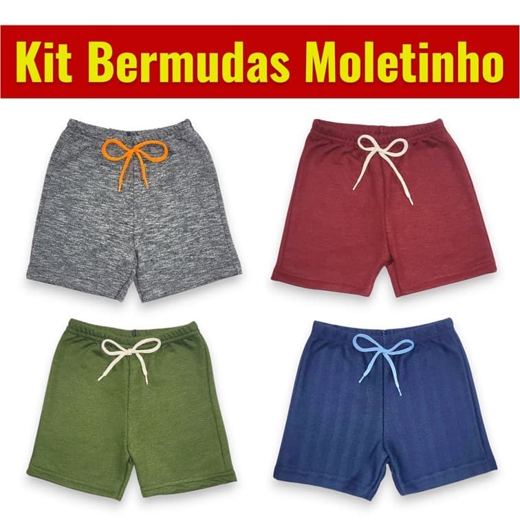 Kit Sortido 2 a 5 Bermudas Menino Bebê Infantil Tamanho 1 ao 3