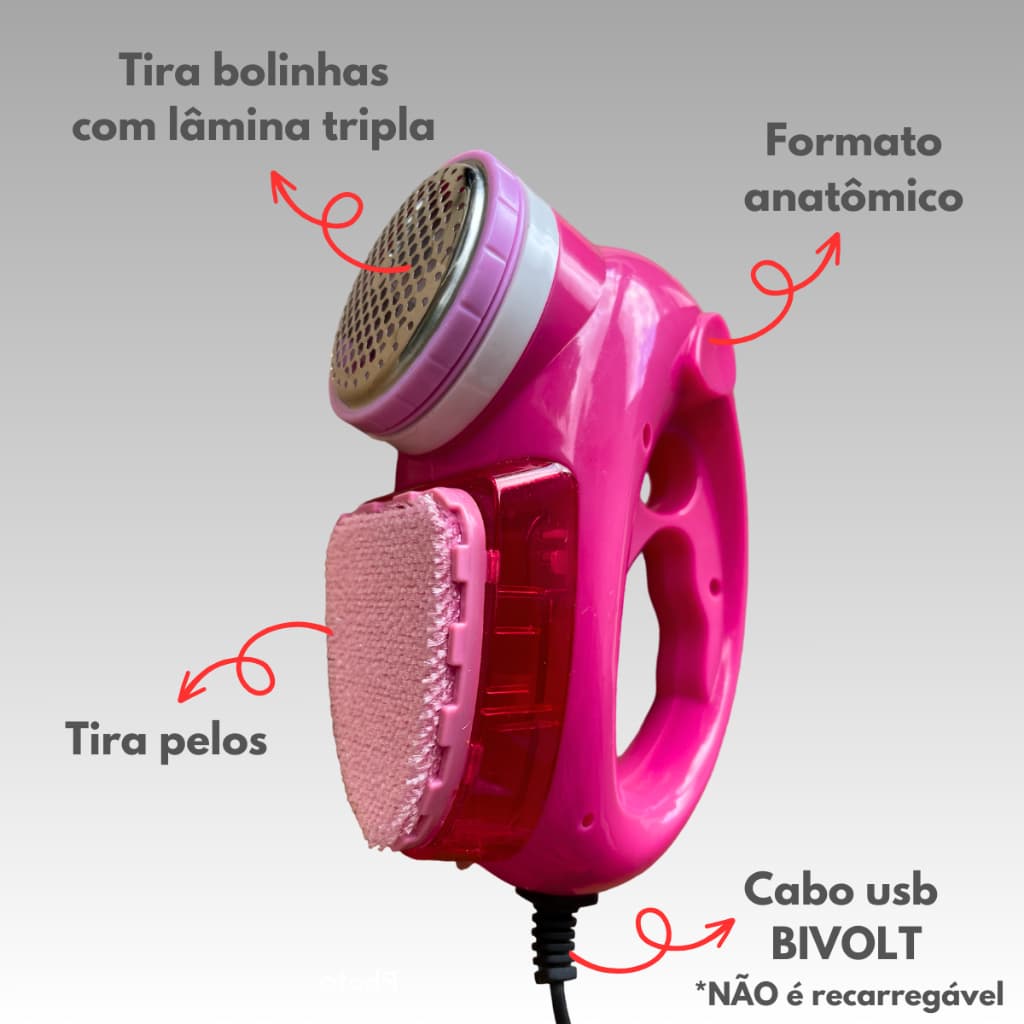 Papa Bolinhas Tira Pelos Elétrico USB Bivolt Recarregável Não Vai Pilha Portátil