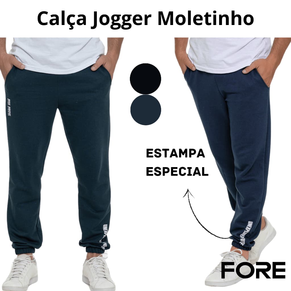Calça Moletom Moletinho Jogger Masculina Slim Inverno 010976-A