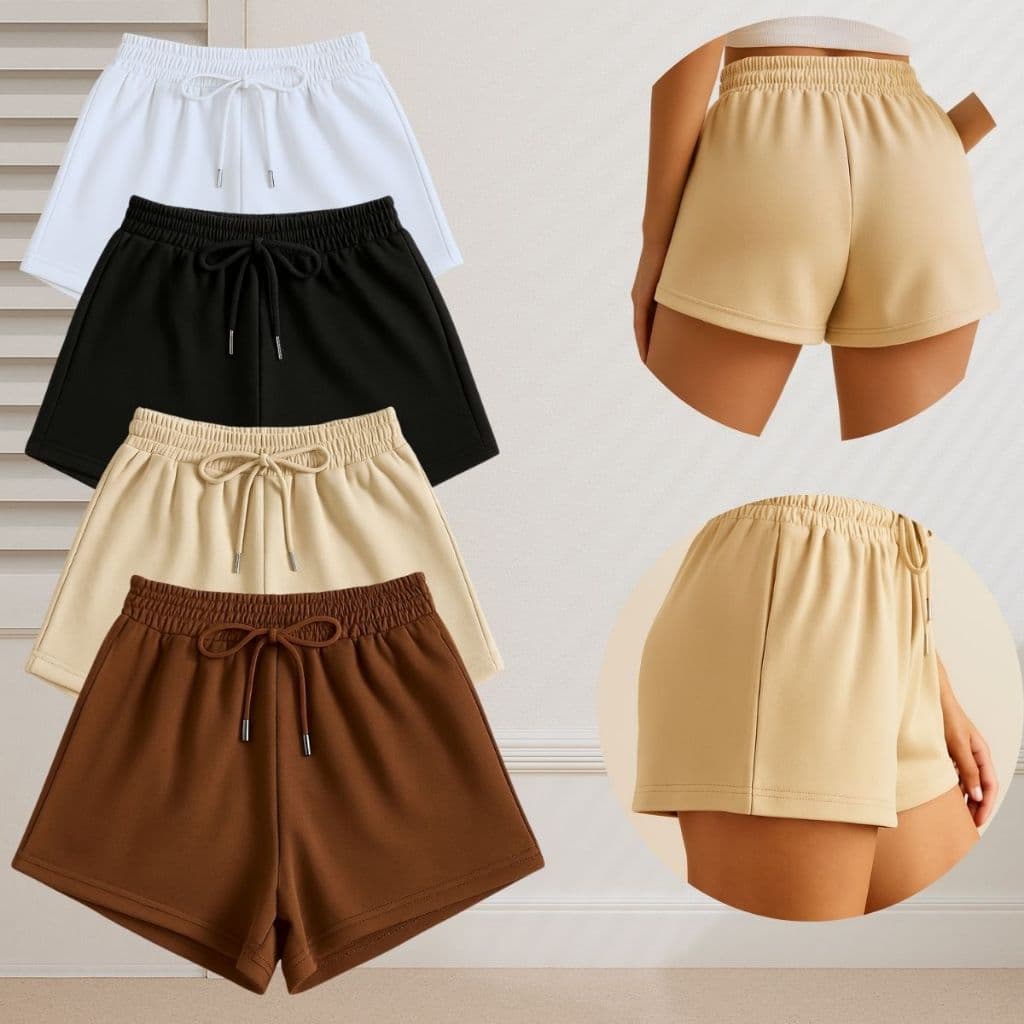 Short Moletom Feminino Confortável Academia e Dia a Dia Liso Sem Estampa