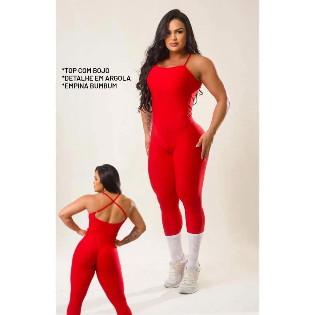 Macacão Diana Feminino Fitness com Bojo e Empina Bumbum Academia Moda Blogueira Estilosa