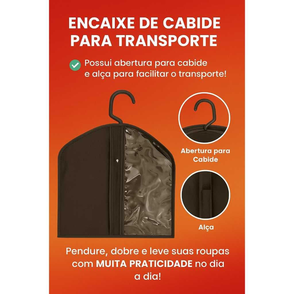 Kit 5 Capa Protetora P Terno Roupa Vestido Antimofo C/ Zíper Cor Preto  Reforçada (Envio Imediato)